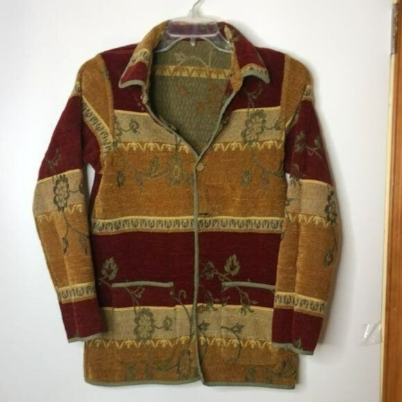 Tally Ho Women's Long Sleeve Wood Buttons Reversible Jacket S SMALL - Picture 11 of 13